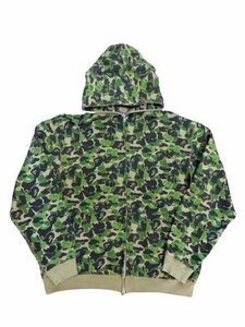 アベイシングエイプ×カウズ フルジップフーディ サイズL グリーンカモ パーカー A BATHING APE×KAWS 中古品[C127U244]