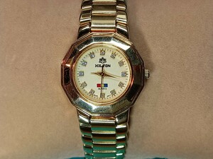 HILTON ヒルトン レディース 腕時計 18K GOLD PLATING 内周約18cm 現在不動 要電池交換を　中古品