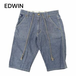 EDWIN エドウィン 781RS 【麻 リネン混】 イージー ハーフ ショート デニム シャンブレー★ パンツ ジーンズ Sz.M　メンズ　C4B02890_7#P