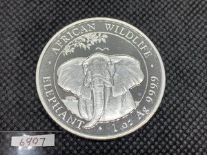 31.1グラム 2021年 (新品) ソマリア「アフリカ ワイルドライフ・ゾウ」純銀 1 オンス 銀貨