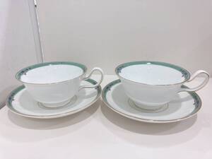 ◆ WEDGWOOD ウェッジウッド JADE ジェード カップ＆ソーサー 2客 翡翠カラー