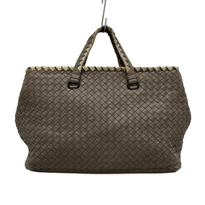 ボッテガヴェネタ BOTTEGA VENETA ハンドバッグ アイヤーズ レザー ダークグレー×アイボリー バッグ