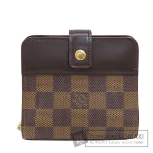 LOUIS VUITTON ルイヴィトン M61668 コンパクト・ジップ ダミエ エベヌ 二つ折り財布（小銭入れあり） ダミエキャンバス レディース 中古