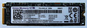 NVMe PCIe M.2 SSD 2280 256GB Union Memory 使用時間 334時間 動作確認済み 送料無料