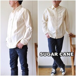 シュガーケーン 　SUGAR CANE 　ホワイトシャンブレーワークシャツ SC27851　 　長袖ワークシャツ　 サイズL