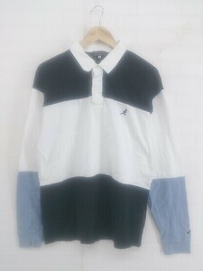 ◇ THE SHOP TK × KANGOL ビックロゴ 刺繍 長袖 カットソー サイズM ホワイト ネイビー メンズ P
