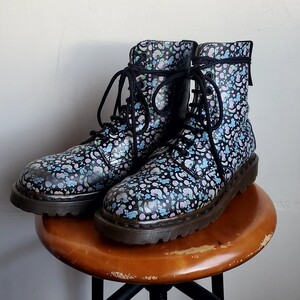 573◆ホワイト社製 英国製 Dr.Martens ドクターマーチン 8ホールブーツ UK5/24-24.5cm位 総柄 フルーツ柄 希少 ヴィンテージ USED 中古