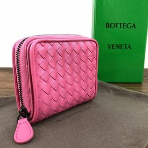 ☆送料無料☆ 未使用品 BOTTEGAVENETA コンパクトウォレット ピンク ラムスキン 箱付き 130