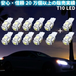 送料無料 激安 業販合計12個セット 高品質3倍光SMD 15連級 T10/T16ウエッジ LED ポジション ナンバーランプ　10個+事前補償2個