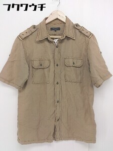 ◇ ◎ UNITED ARROWS BLUE LABEL リネン混 半袖 シャツ サイズM ベージュ メンズ