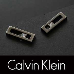 8405◆CKカルバンクライン◆カフス◆ガンメタ×クリアストーン◆カフスボタン～カフリンクス◆オンワード樫山◆Calvin Klein◆新品