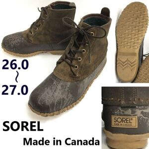 70s-80s?/カナダ製/Vintage★SOREL/ソレル★本革/スノーブーツ/ハンター/ビーンブーツ【26.0-27.0/茶】Leather/Boots/shoes◆pWB103-07