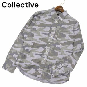 Collective コレクティブ メンズビギ 通年 【ストライプ カモフラ 迷彩】 長袖 ボタンダウン シャツ Sz.M　メンズ　C4T06574_7#C