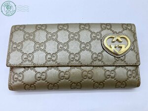 2406601839　★ GUCCI グッチ 245723 534563 GGシマ ラブリーハート 長財布 Wホック財布 グッチシマ 型押し レザー ゴールド系 レディース