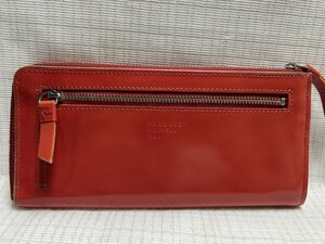 ☆新古品☆マーガレットハウエル長財布Lファスナー/前チャック赤系