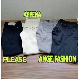 APPENA Please ANMGE FASHION ◆ デニム パンツ4点セット M 38 40 サイズ BLACK グレー アイボリー系 ◆ レディース 