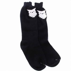 未使用品 メゾンマルジェラ Maison Margiela Alpaca wool socks アルパカウールソックス 靴下 刺繍 S 黒 ブラック レディース