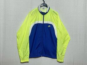 【80s 90s NIKE】銀タグ ナイキ ナイロンジャケット 蛍光色 サイズL フード付き 古着 ヴィンテージ vintage