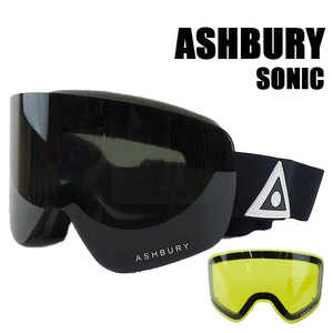 在庫処分セール！アシュべリー スノボ ゴーグル ASHBURY SONIC BLACK TRIANGLE DARK SMOKE SC10 SNOW GOGGLE22-23 ボーナスレンズ付き