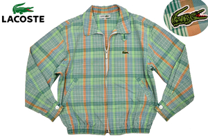 Y-0203★送料無料★CHEMISE LACOSTE シュミーズ ラコステ★80s 90s 正規品 ワニ刺繍 グリーン緑色 チェック ジャンパー ブルゾン 140cm