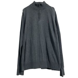 TOMMY HILFIGER コットン ニット セーター XXL ダークグレー トミーヒルフィガー ビッグサイズ 古着卸 アメリカ仕入 a611-7502