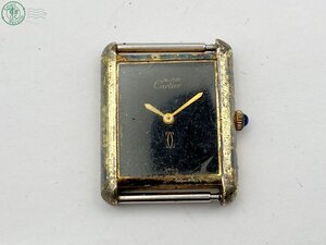 BB0600842　◇ Cartier カルティエ マストタンク 18K GOLD ELECTROPLATED 手巻き 黒文字盤 ゴールド スクエア 腕時計 中古 フェイスのみ