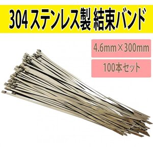 ステンレス製結束バンド 100本セット 4.6mm×300mm SUS304製 金属バンド タイラップ インシュロック SxP