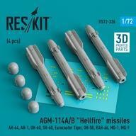 新品プラモデル 1/72 AGM-114A/B ヘルファイアミサイル (4個入) ディテールアップパーツ [RSK72-0326R]