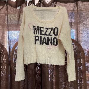 wk139 mezzo piano メゾピアノ ニット セーター 長袖 ホワイト 短丈 古着 ビンテージ おしゃれ かわいい 女の子 トップス