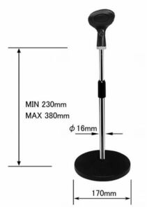 【A】マイクホルダー付き★卓上マイクスタンド★ロングタイプ★高さ調整230～380mm★ミニマイクスタンド★クローム★MDS2300
