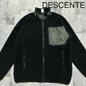 DESCENTE デサント フリースジャケット ddd 裏地ナイロン ジップアップ ポケットジップ スポーツ カジュアル ブラック サイズM 玉FS1336