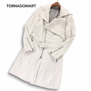 TORNADOMART トルネードマート 秋冬 ウール ツイル★ ベルテッド ドレープ コート Sz.L　メンズ グレー　I4T02999_9#N