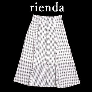 rienda ピンドットミディハイウエストスカート 定価7,500円 sizeS ホワイト 110BS431-1800 リエンダ