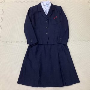 I982/(中古)兵庫県 加古川西高校 女子制服4点 /指定品/B3/LL/W75/丈55/170/ブレザー/ブラウス/スカート/セーター/紺/冬服/女子学生/学生服