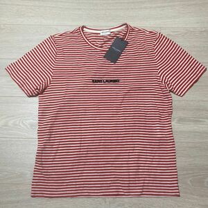 ★送料無料★新品★正規品★SAINT LAURENT PARIS(サンローラン)/XSサイズ/ロゴ/半袖ボーダーTシャツ/レッド/エディスリマン