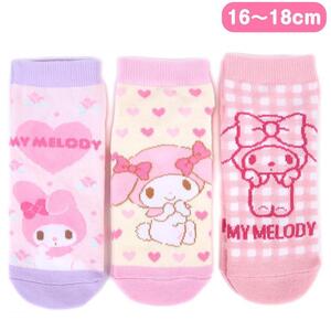 マイメロディ スニーカーソックス 靴下 3足セット 16-18cm キッズ 女の子 子供 子ども サンリオ sanrio キャラクター