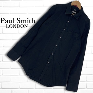 ◆良品◆ Paul Smith LONDON ポールスミス イタリア生地 長袖 シャツ 黒 ブラック メンズ XL ◆送料無料 日本製◆ 1454K