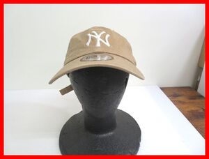 NEW ERA×New York Yankees ニューエラ×ニューヨークヤンキース キャップ ベージュ系 中古 2411★D-2165★