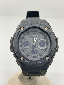 CASIO◆ソーラー腕時計・G-SHOCK/デジアナ/ラバー/BLK/BLK//