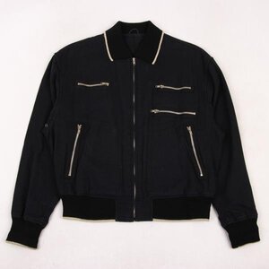 コムデギャルソンオムCOMME des GARCONS HOMME デカオム ジップデザインリブカラージャケット 紺M