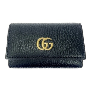 【箱付き】 GUCCI グッチ 456118・0416 レザー GGマーモント 6連キーケース ブラック ゴールド 367962 キーケース