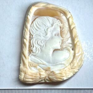 ☆シェルカメオ16.6g☆O 83ct 約62.8×46.8mm 貴婦人 shell CAMEO ルース アンティーク 作家物 w4 A8