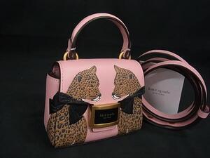 ■新品同様■ kate spade ケイトスペード K8882 ルーシー レオパード ケイティ レザー 2WAY ハンドバッグ ショルダー ピンク系 FF2789