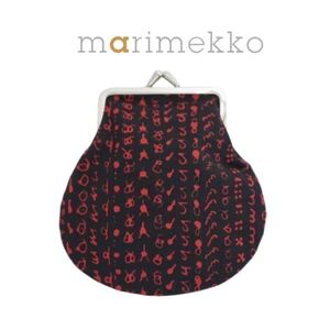 《Marimekkoマリメッコ／ 新品》がま口 ミニポーチ 小物入れ PIENI KUKARO HAMPPU／044202 930／レッド/ブラック／MR004209