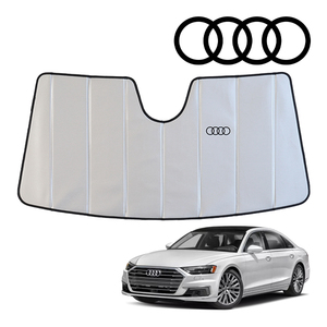 USアウディ純正 専用設計 AUDI ロゴ入 サンシェード 吸盤不要 折りたたみ式 アウディ A8/S8 D5 F8C系