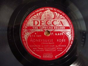 SP盤 / ジャンゴ・ラインハルト / Django Reinhardt Quintetto Del Hot Club De France / Honeysuckle Rose & Souvenirs / Decca