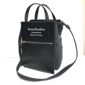 Acne Studios アクネストゥディオズ 2wayバッグ ショルダーバッグ×ハンドバッグ コットン×レザー 黒