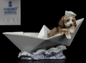 ■Lladro リヤドロ お船に乗って 犬 陶器人形 置物■