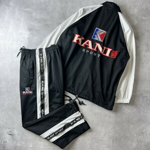 貴重 90s KANI SPORT カナイ スポーツ Karl Kani カールカナイ ジャージ 上下 セットアップ ジャケット ＆ パンツ メンズ L 黒 ビンテージ