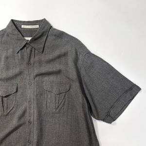 80s 90s Perry ellis ペリーエリス レーヨン グレー ワーク ビンテージ アメリカ製 usa old L オンブレ 無地 単色 半袖シャツ シャツ